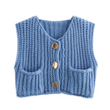 2024 Autumn And Winter New Women's Street Fashion 11 Color Thick Needle Vest W063 6001-Outfit