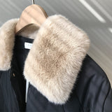Fashion Argyle Fur Collar Long Parka Winter Down Jacket Women Single Breasted Casual Warm Oversize