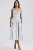 New Summer Sling Dress Fashion Print Hanging Neck Lace