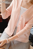Elegant Ruffle Knitted Cardigan Women Coat Solid 2023 Spring Fashion V Neck Long Sleeve Sweater Coat Tops Femme Red