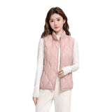 Autumn And Winter New Down Jacket Vest Female Short Stand Collar Casual Gourd Pressure Line Light Sleeveless Coat Coat-Outfit