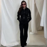 Autumn New Women's Pure Color Repair Body Coat High Waist Straight Trousers Two