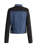 Toloer 2024 New Fashion Retro Jacket Jacket Design Sense Color Splicing Long Sleeve Short Denim Jacket Girl-Outfit