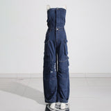 Toloer New Fashion Street Style With Chest And Waist Show Figure Hot Girl Many Pocket Jeans Cargo Pants Jumpsuit-Outfit