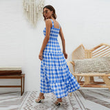 Shooting 2026 New Fashion Stripe Sling Waist Swing Bohemian Dress Women's