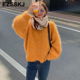 Basic Thick Loose v-neck oversize Sweater Pullover Women Autumn winter Casual long Sleeve Sweater For women Chic Jumpers