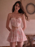 Lace Strapping Slings Pajamas Pajamas Beauty Back 2025 New Sweet And Spicy Waist Thin Word Short Skirt