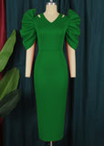 Hollow Slamwn Folding High-Waisted Banquet Event Evening Dress Dress Girl