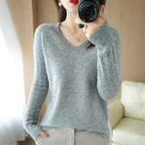 Toloer Out Makes Bottom Unlined Upper Garment Female Autumn Dong New Style Sweater Inside Jacket Long Sleeve Sets Foreign Style Slim V Gets Sweater Female-Outfit
