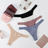 Sexy Ice Silk Scarless Thong Trousers Women Low-Rise Naked Motion Yoga Invisible Lady