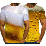Funny 3D Print T-shirt Casual Bubble Beer Printed Short Sleeve Tees Fashion Plus Size Round Neck Male Summer Tops