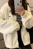 Letter Print Zip-up Jacket-Outfit