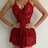 New Sexy Seduction Lace Hollow Perspective Print Slings Aja Aja Pyjamas Lingerie Home