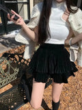 Velvet Layered Mini Skirts-Outfit