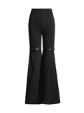 Toloer Fashion Autumn 2024 New High Waist Elastic Elastic Stitching Suit Pants Horn Show Thin Casual Pants Woman-Outfit
