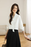 Toloer 2025 New Denatry White Shirt Lady Long Sleeve Spring Commuting Professional Shirt Temperament