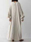 New Women's Dress Fashion Solid Color Two Wear Round Neck Loose Lantern Long Sleeve Single Breasted Women's