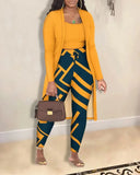 Popular Style Autumn And Winter Women's Fashion Sexy Coat Trousers Three-Piece Set-Outfit