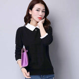 Oversized Sweater Pull Femme 2023 Autumn Winter Solid Knitted Pullover Long Sleeve Doll Collar Knitwear Jumper