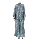 Toloer Spring / Summer 2024 Women's Wear With A Long-Sleeved Shirt Wide Leg Pants Letter Print Suit-Outfit