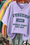 100% Cotton M-6XL T Shirt Letter Print 90S Tshirt Short Sleeve Women's Top Summer Couple O Neck Oversized T