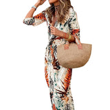 Toloer Spot 2023 New Women's Fashion Temperament In Sleeve Print Long Dress-Outfit