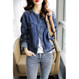 Toloer Blue Denim Jacket Female Short 2024 Spring And Autumn New Korean Version Of Loose Tassel Short Casual Clothes-Outfit