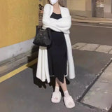 Waxy Knitted Cardigan Women's Autumn And Winter New Loose Large Size Thin And Lazy Style Imitation Mink Velvet Long Coat-Outfit