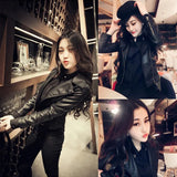 Toloer Female 2024 New Women's Pu Spring And Autumn Korean Version Slim Motorcycle Lady Leather Large Size Coat Female-Outfit