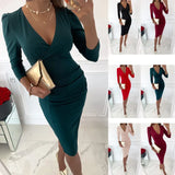 Autumn Collar Sexy Temperament Commuter Waist-tight Solid