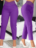 E-Commerce Independent Station Women's Wear Hollowed-Out Belt Trousers High-Waisted Pencil Trousers-Outfit