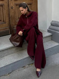 Simple High-End Solid Color Set Women's Autumn And Winter Half Zipper Sweater Knit Straight Trousers Two