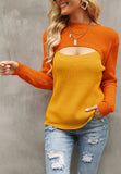 Fall Sexy Cut Out Contrast Long Sleeve