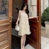 New Famous Yuan Jinfeng Small Skirt Three-Dimensional Flower Heavy Light Tud Diamond Hanging Neck Design Dress Dress