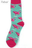 New Colorful Flamingo Cartoon Pattern Men Jacquard Happy Socks Ventilation Cotton Short Socks Male Autumn