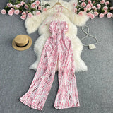 Toloer New 2023 Summer Korean Version Of The Retro Wind Dye Neck Jumsuit Female Show Thin Chest Straight Tube Wide Leg