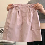 Spicy Girl American Retro Short Skirt for Women High Waist Slim Quick Drying Casual Drawstring Cargo Skirt Women Clothing-Outfit