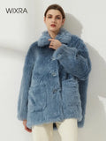 Women Sheepskin Wool Coat Ladies Winter Single Breasted Genuine Fur Outwear Jacket Oversize Warm Luxury