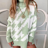 Ardm Za 2020 Woman Sweaters Lapel Houndstooth Oversize Vintage Pullover Women Dropped Sleeve Winter Pull Femme Chic Tops
