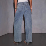 New Women's Clothing INS Wide Legs Slim Feeling Loose Drag Floor Denim