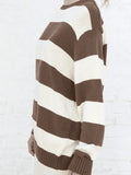 Striped Crew Neck Knit Sweater-Outfit