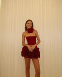 Corset Top And 3d Flower Micro Skirt Set-Outfit
