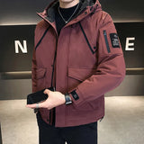 Fashion Youth Men's Wear 2024 Winter Wear Two Cotton Men Thick Coat New Fashion Cotton Suit Hat Warm Tooling Men-Outfit