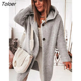Winter Women Cardigan Jacket 2023 Fashion Korean Casual Lady Solid Color Loose Long Sleeve Hooded Oversized Sweater