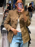 2025 New Fashion Design Sense Single-Dlocked Slimming Pocket Jacket