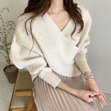 Autumn And Winter Korean Version Of Personality, Foreign Style, Fashion, Pure Color, Cross Bat Sleeves, Sweaters And Women's Wear-Outfit