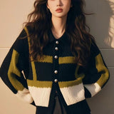 Toloer Sweater In Autumn And Winter 2025 Retro Loose Color Design With A Sense Of Collar Small Fragrant Long-Sleeved Knitted