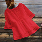 Summer Solid Color Cotton Linen Half