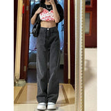 Toloer Size Women's Pear Wear With White Jeans Female Autumn Loose Wide Legs Show Thin Straight Down Pants-Outfit