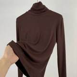 Toloer Shot Anti-Ball Cotton Pile Collar Wine Red Bottom Shirt Autumn Long-Sleeved T-Shirt Women With Slim Turtleneck